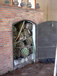 Le "pigne" di agave nel forno della distilleria